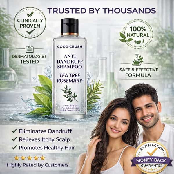 Coco Crush Anti Dandruff Shampoo For Adults | Neem & Tea Tree | Scalp Care For Flakes & Itch - 100Ml