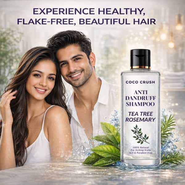 Coco Crush Anti Dandruff Shampoo For Adults | Neem & Tea Tree | Scalp Care For Flakes & Itch - 100Ml