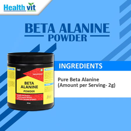 Healthvit Fitness Beta-Alanine Pre-Workout 200 Gm (0.44lbs) Powder | Unflavoured