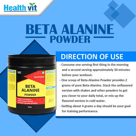Healthvit Fitness Beta-Alanine Pre-Workout 200 Gm (0.44lbs) Powder | Unflavoured