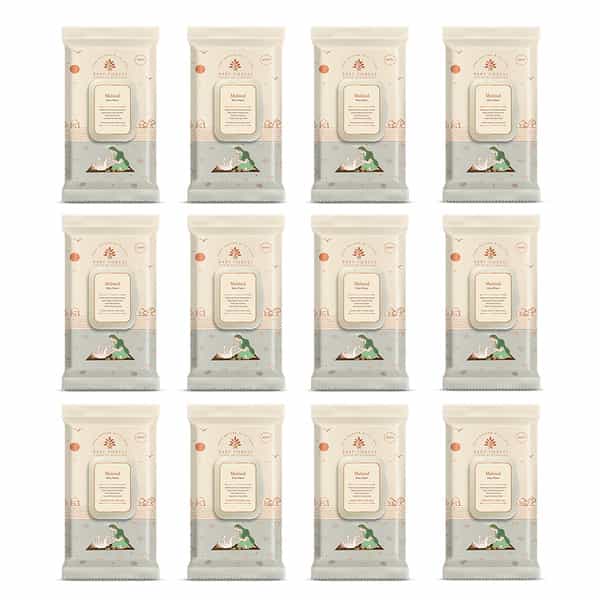 Baby Forest Mulmul Baby Wipes|Ultra-Soft, Water-Based, 3X Thicker & Softer Wipes 72 Wipes|Pack Of 12