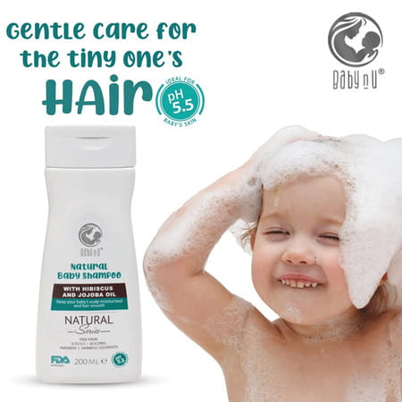 Babynu Natural Baby Shampoo With Hibiscus And Jojoba Oil Ph 5.5 Balanced (200Ml)