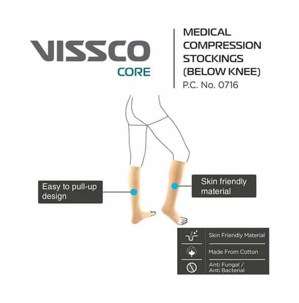Vissco Core Medical Compression Stockings Below Knee Large