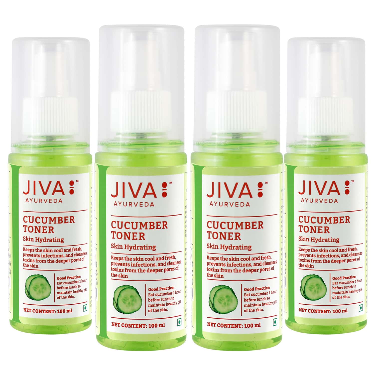 Jiva Cucumber Toner|100% Pure & Natural|keep Your Skin Cool - 100ml (pack Of 4)
