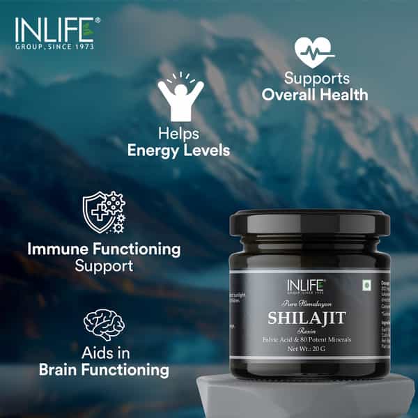 Inlife Shilajit Resin | Original Himalayan & Natural Shilajeet | 75% Fulvic Acid | Ayurvedic - 20G