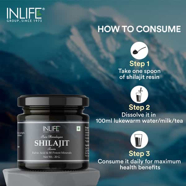 Inlife Shilajit Resin | Original Himalayan & Natural Shilajeet | 75% Fulvic Acid | Ayurvedic - 20G