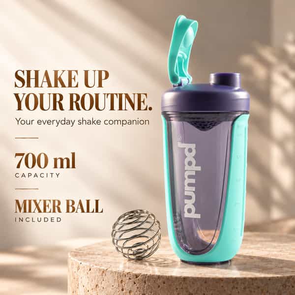 Pumpd Shaker Bottle With Blender Ball | 700Ml | Blue-Green