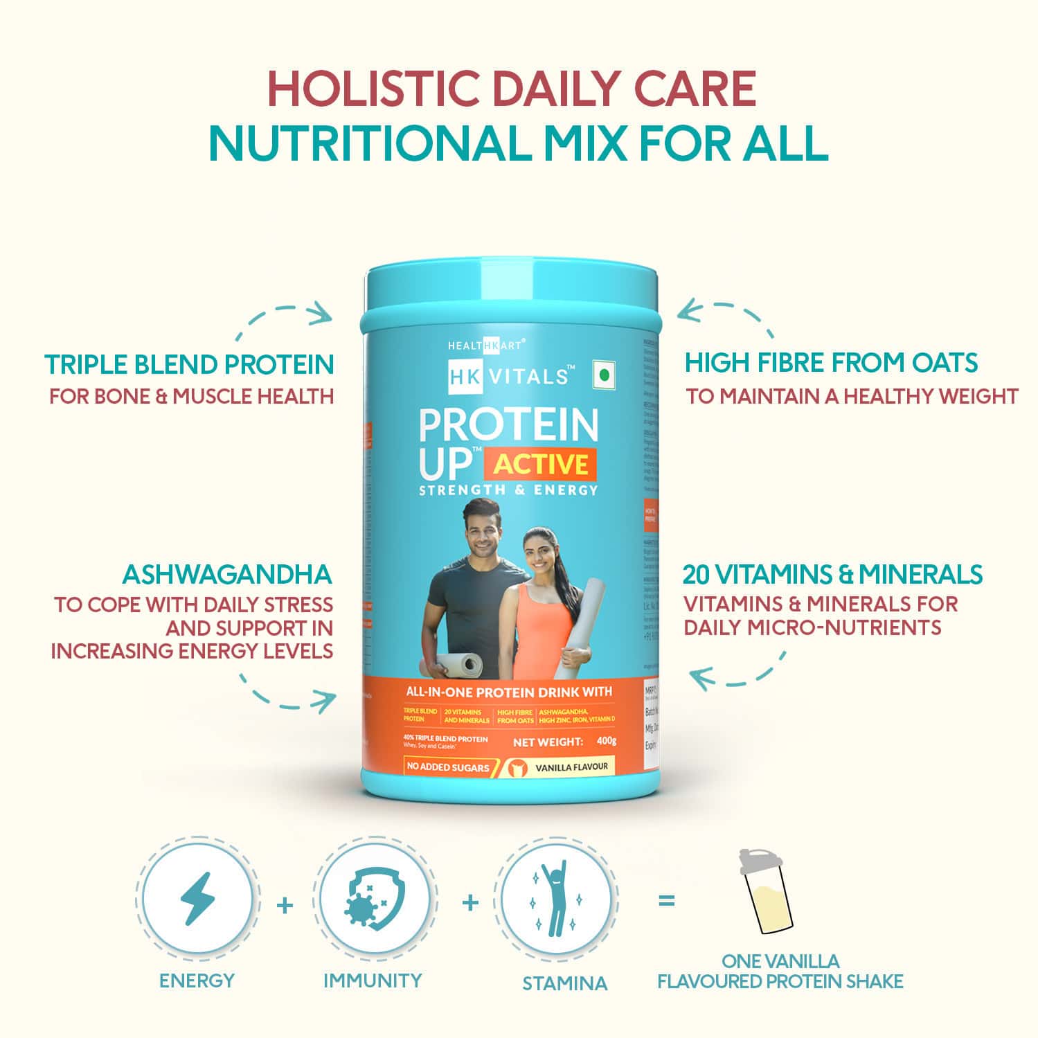 Buy HEALTHKART HK VITALS PROTEINUP ACTIVE, ALL IN ONE TRIPLE BLEND