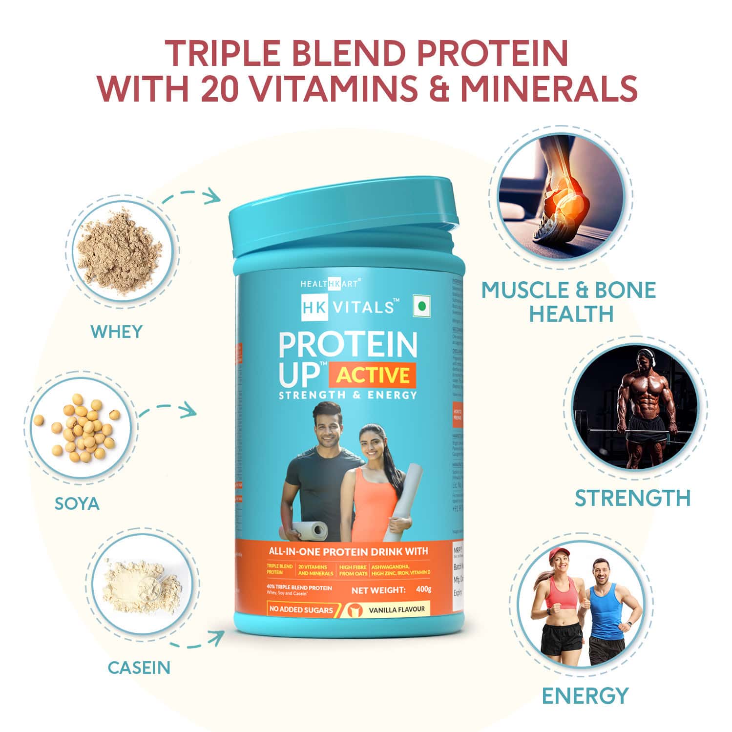 Buy HEALTHKART HK VITALS PROTEINUP ACTIVE, ALL IN ONE TRIPLE BLEND