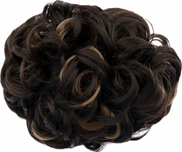 Streak Street Dark Brown Messy Bun With Golden Highlights