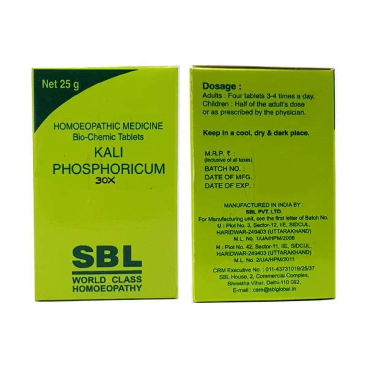 Sbl Kali Phosphoricum Biochemic Tablet 30x 25 Gm Pack Of 3