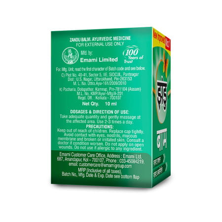 Zandu Balm For Instant Pain Relief From Cold | Headache & Body | 10Ml