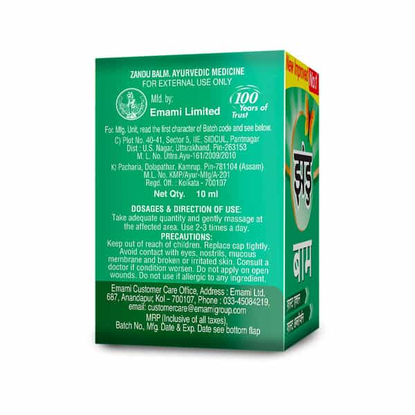 Zandu Balm For Instant Pain Relief From Cold | Headache & Body | 10Ml