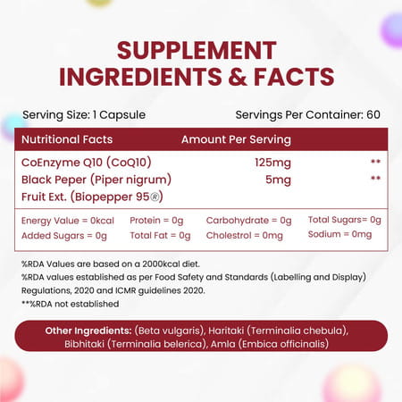 Vlado's Himalayan Organics Coq10 - 125Mg With Biopepper - 5Mg | For Men And Women - 60 Veg Capsules