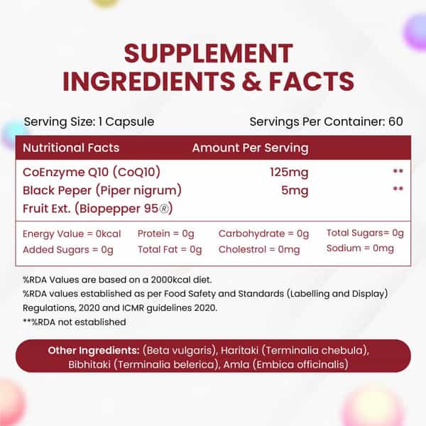 Vlado's Himalayan Organics Coq10 - 125Mg With Biopepper - 5Mg | For Men And Women - 60 Veg Capsules