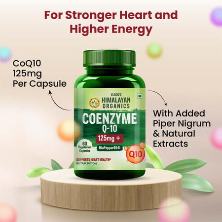 Vlado's Himalayan Organics Coq10 - 125Mg With Biopepper - 5Mg | For Men And Women - 60 Veg Capsules