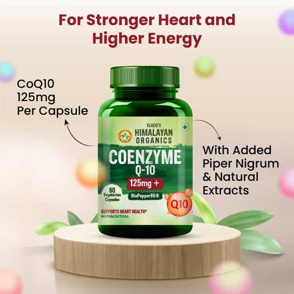 Vlado's Himalayan Organics Coq10 - 125Mg With Biopepper - 5Mg | For Men And Women - 60 Veg Capsules