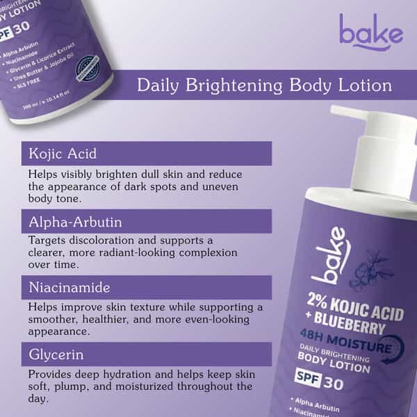 Bake 2% Kojic Brightening Body Lotion With Niacinamide & Spf 30 For Pigmentation (300Ml)