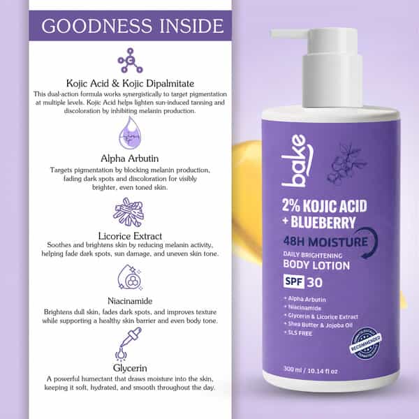 Bake 2% Kojic Brightening Body Lotion With Niacinamide & Spf 30 For Pigmentation (300Ml)