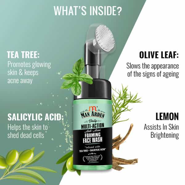 Man Arden Daily Multi-Action Anti - Acne Foaming Face Wash Tea Tree + Salicylic No Sls 120Ml