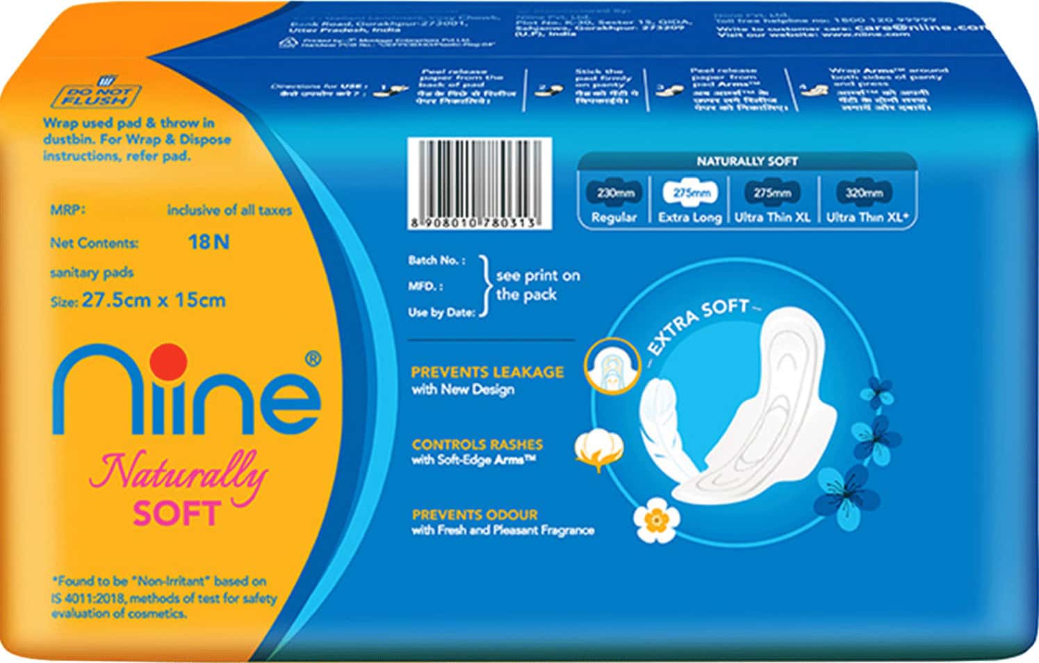 Buy NIINE NATURALLY SOFT XL 18 SANITARY PADS Online & Get Upto 60 OFF