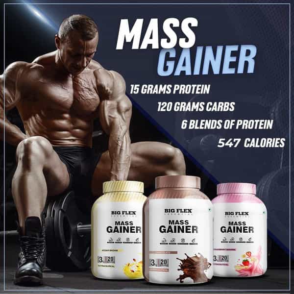 Bigflex Essential Mass Gainer (Kesar Badam)-Jar (3Kg)