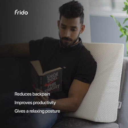 Frido Complete Back Support Wedge Cushion Made With Memory Foam + 2 Premium Removable Covers