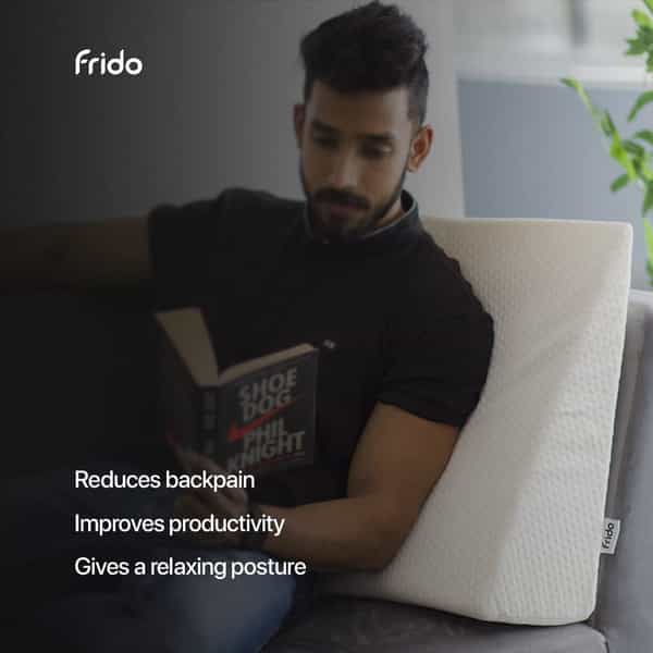Frido Complete Back Support Wedge Cushion Made With Memory Foam + 2 Premium Removable Covers