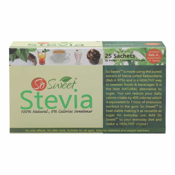 So Sweet Stevia 25 Sachet Sugar Free Sweetener (Pack Of 2)