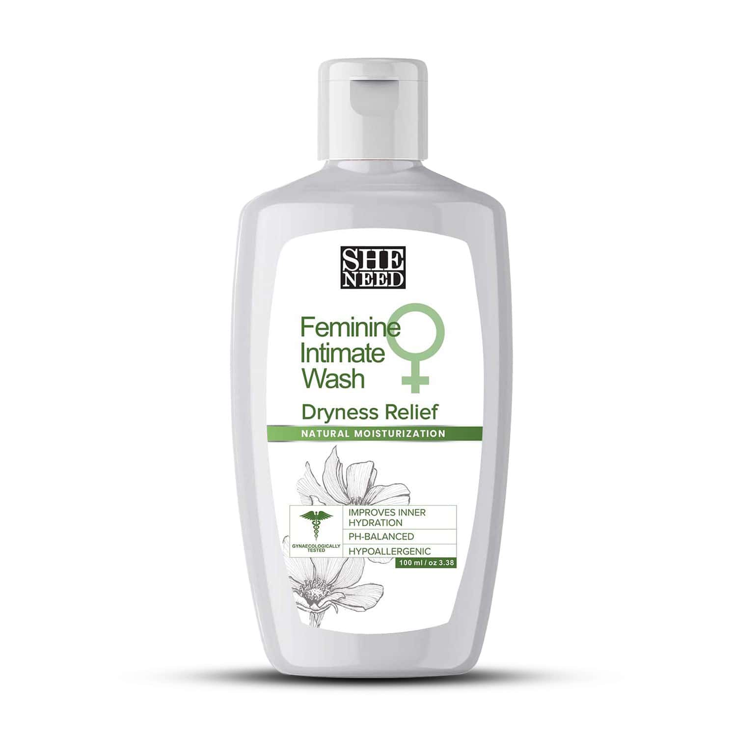 Sheneed Dryness Relief Feminine Intimate Wash|reduces Flaky Skin|improves Hydration | Softness|100ml