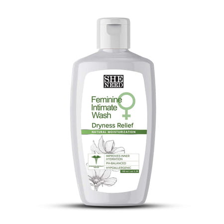 Sheneed Dryness Relief Feminine Intimate Wash|Reduces Flaky Skin|Improves Hydration | Softness|100ml