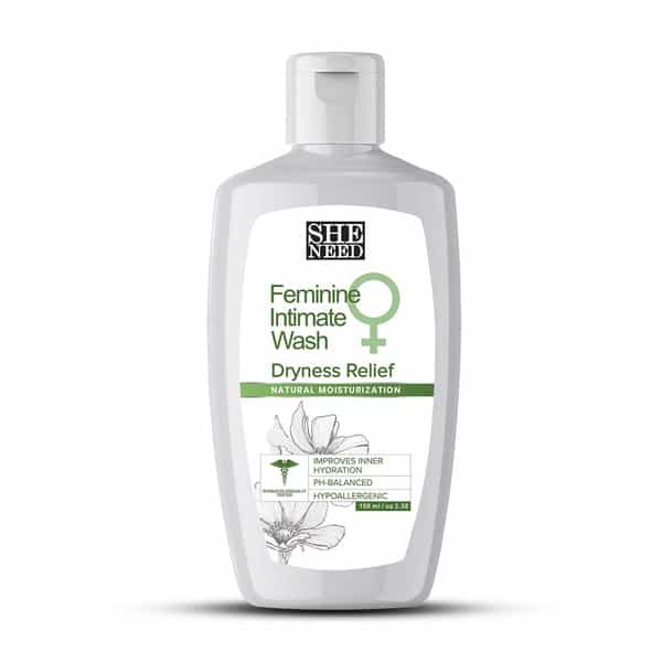 Sheneed Dryness Relief Feminine Intimate Wash|Reduces Flaky Skin|Improves Hydration | Softness|100Ml