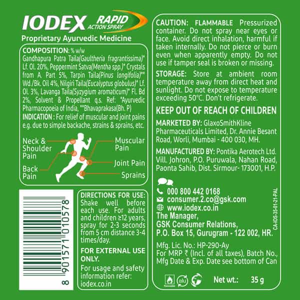 Iodex Rapid Action Spray 35 Gm