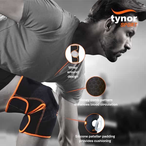 Tynor Knee Wrap (Neo) Black & Green Universal 1 Unit