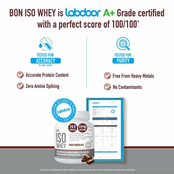 Bon Iso Whey 100% Protein Isolate|1 Kg 33 Servings |Muscle Strength And Bone Health
