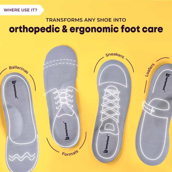 Betterhood Flat Feet Arch Support Orthopedic Ergonomic Gel Shoe Insoles (8-11 Uk)