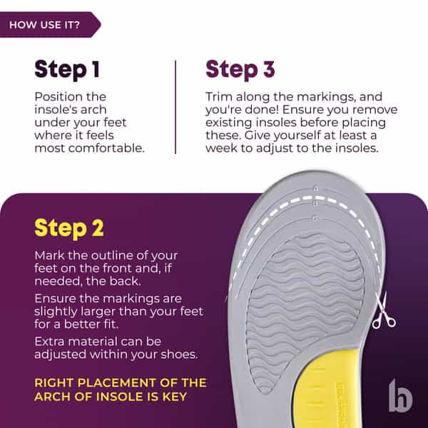 Betterhood Flat Feet Arch Support Orthopedic Ergonomic Gel Shoe Insoles (8-11 Uk)
