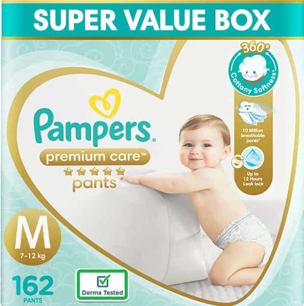 Pampers Premium Care Super Value Box Pack Medium (Pack Of 162)
