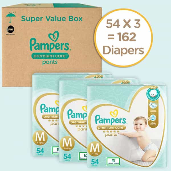 Pampers Premium Care Super Value Box Pack Medium (Pack Of 162)