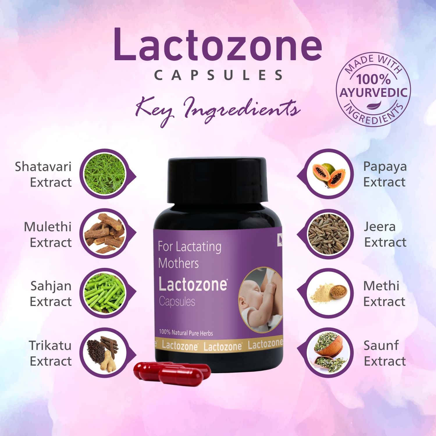 Buy LACTOZONE CAPSULES 60 CAPS CARE FOR BREASTFEEDING MOTHER 100