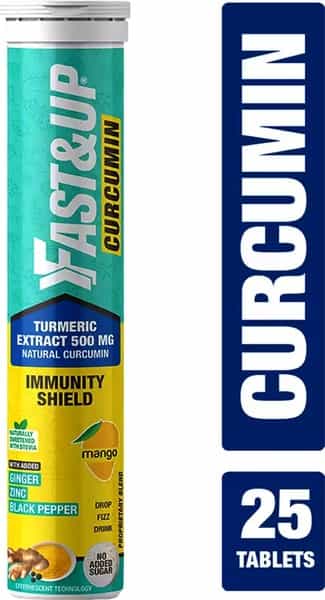 Fast&Up Curcumin 500 Mg With 95% Piperine - Immunity Shield & High Potency - Mango - 25 Tablets