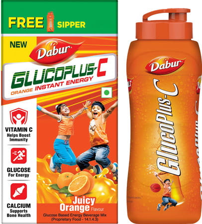 Dabur Glucoplus C Orange Powder 500 Gm (Sipper Free)