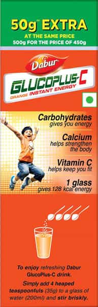 Dabur Glucoplus C Orange Powder 500 Gm (Sipper Free)
