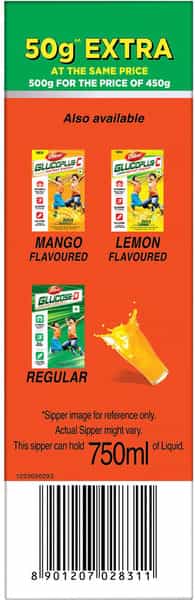 Dabur Glucoplus C Orange Powder 500 Gm (Sipper Free)
