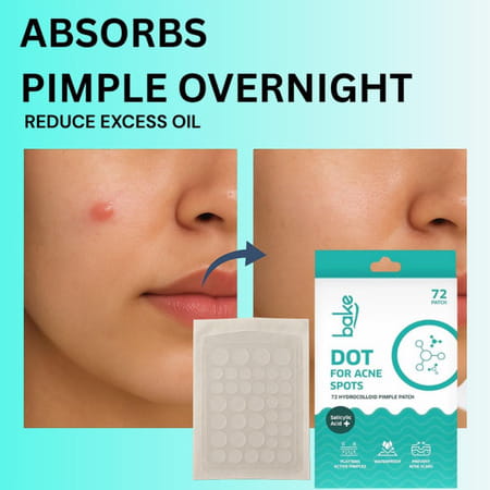 Bake 2% Salicylic Acid Hydrocolloid Pimple Patches|Waterproof Patches| For Acne | Acne Marks 72 Dots