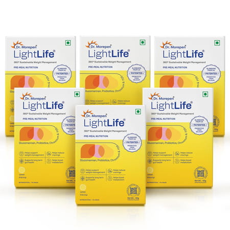 Dr. Morepen Lightlife Pre Meal Nutrition | Weight Management | Lemon | Sachet | 60 No'S