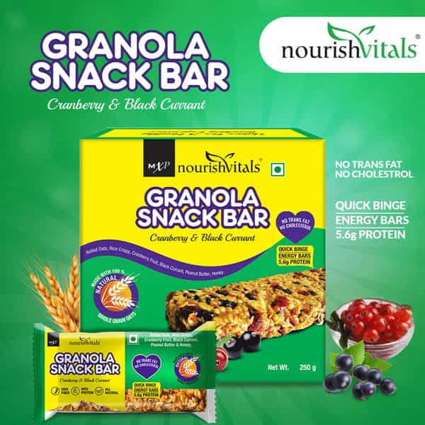 Nourishvitals Granola Snack Bar (Cranberry And Black Currant) 250 G