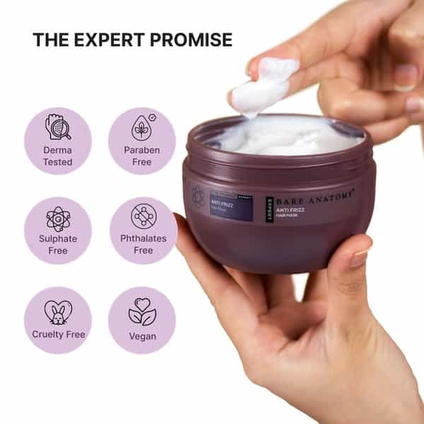 Bare Anatomy Anti-Frizz Hair Mask For Smooth Hair With Hyaluronic Acid | For Men And Women | 250 Gm