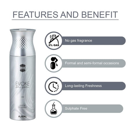 Ajmal 1 Evoke Silver Edition For Him For Men & 3 Magnetize For Men & Women Deo Each 200ml Pack Of 4