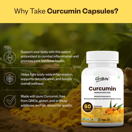 Oribite Curcumin Turmeric Capsules For Joint & Immunity 60 Capsules